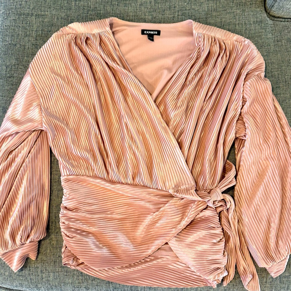 Express Pink Blouse with tie front